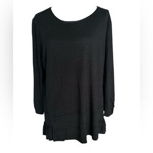 Westbound Black Ruffle Bottom Long Sleeve Top
